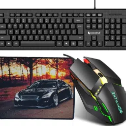 ENTWINO 3 in 1 Keyboard Mouse Combo Gaming Mouse/RGB Lights/4 Buttons Keyboard, Mousepad Combo Set-10