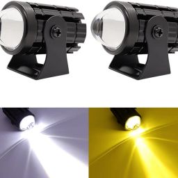 Motorcycle Mini Driving Light Headlight Universal Dual Color white yellow Fog Lamp Car, Motorbike, Truck, Van LED (12 V, 36 W)-image-7