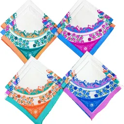 HouseOfCommon Premium Cotton Handkerchief 13*13 - Color Prints for Women/Girl/Design Will Vary ["Multicolor"] Handkerchief-5