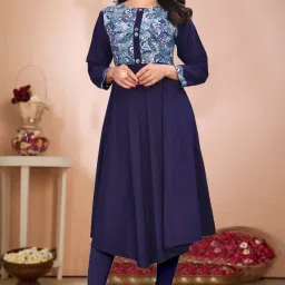 Solid Crepe Stitched Anarkali Gown-image-4