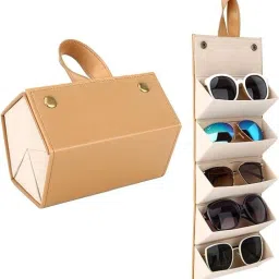 Sunglass Case Travel Sunglasses Organizer with 5 Slots Foldable Eyeglasses Case Handbag Organizer-image-43