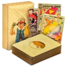Gold Cards Games for Kids 55PCs Playing Trading Cards Real VIP Poikemon Cards-image-12