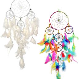 Combo Of Multi color And White Dream Catcher 5 Rings Wool Dream Catcher-image-14
