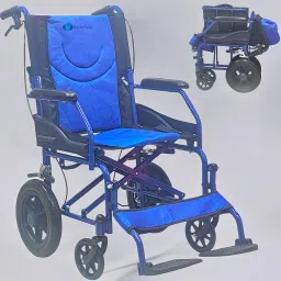 Portable Folding Wheelchair with double fold Backrest and 12-Inch Wheels Shower Chair-image-3