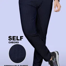 Men Regular Fit Dark Blue Cotton Blend Trousers-image-19