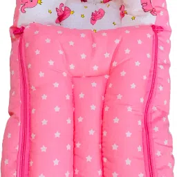 Kid’s Charm Star Elephant 3 in 1 Baby's Cotton Bed for Unisex 0-4MonthsOld(Pink) 3 in 1 Carry Bed with Carry Bag Elephant Star-picture-2