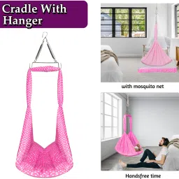 vparents Toddler Baby Swing Cradle with Mosquito Net and Spring image 2