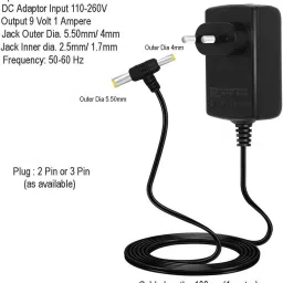 2fortheroad 90005 SMPS DC Power Adapter Supply Output 9 Volt 1 Amp. (5.5mm/4mm Jack 50-60Hz) 9 W Adapter-image-39