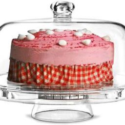Multifunctional 3 in 1 Acrylic Round Stand with Dome Lid Cover for Party Glass Cake Server-16