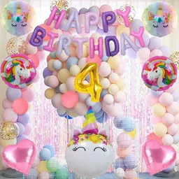 party midlinkerz No 4 Gold Balloons with Unicorn Theme Birthday Decoration Items or Kit for Girls-picture-12