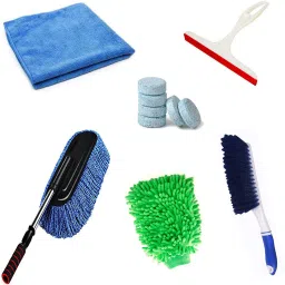 Duster, Brush, Cloths 40x40 Cms, Wiper, Gloves, 6 Pcs Magic Glass Cleaner Tablet Combo-image-9