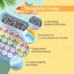 harimart 65210 Desktop Calculator 12 Digit, Solar & Battery Power, Large LCD Display For Home BasicCalculator image 3