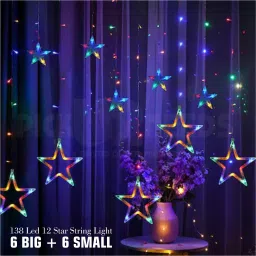 Daily Needs Shop Diwali Decoration / Festival Light 138 RGB LED 12 Star 6 Big / 6 Small 10 Meter Ceiling Lamp-picture-25