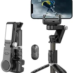 Alpha Electronics Q018 Gimbal Stabilizer with Fill Light - YouTube, Instagram 3 Axis Gimbal for Mobile, Camera-33