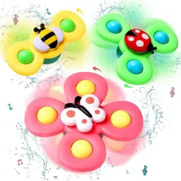 3pcs Suction Fidget Spinner Toy for Baby Bath, Water Toys For Toddlers & Kids-11