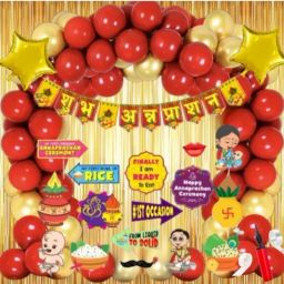 Printed Annaprashan Decoration Items- 62pcs Theme Baby Rice Ceremony Decorations Balloon-image-44