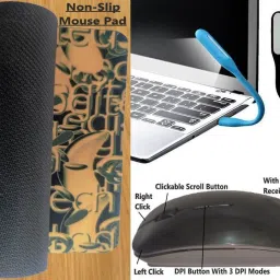 ANJO Keyboard-Wireless Mouse-Pad-2.0 Hub-3in1Cleaner-OTG Micro&C-Ext 1.5m-LED-Skin Combo Set image 5
