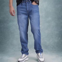 Men Relaxed Fit Mid Rise Blue Jeans-image-42