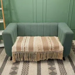 jutie pie Beige Textured Cotton 3 Seater Sofa Cover by Jutiepie-picture-17