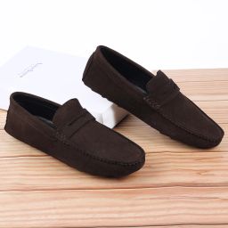 Brown Suede Leather Casual Loafers for Men (ITSU) Size 11 Loafers For Men-image-12