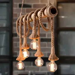 Bamboo Rope Chandelier Ceiling Lamp-image-26