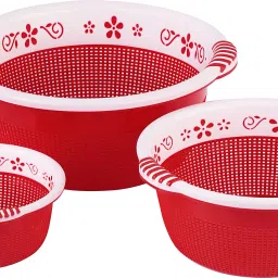 Plastic Round Kitchen Fruit and Vegetable Baskets for Storage (Green) Storage Basket-image-45