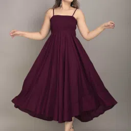 Women Fit and Flare Purple Ankle Length Dress-image-15