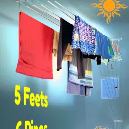 Steel Ceiling Cloth Dryer Stand 5 Feet 6 Pipes set with Metal Channel(Extra Cones & Caps)-26