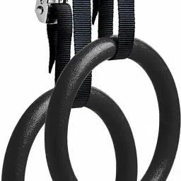 Gymnastic Rings W/Adjustable Straps, Metal Buckles & Home Gym (Set of 2) - Non-Slip - Great for Workout, Strength Training, Fitness Pilates Ring-image-14