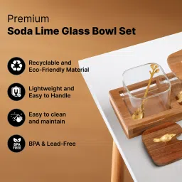 umai Serving Set For Snacks With Wooden (380ml each) Container Serving Set image 3