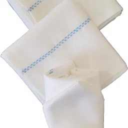 Vissage Pack of 3 Designer Handkerchiefs (Men) Cotton: White & Blue ["White"] Handkerchief-image-3