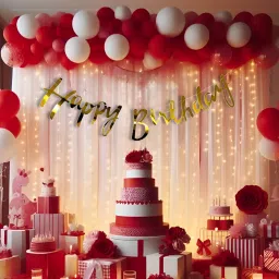 Happy Birthday Decoration kit Set Combo with White Net & Led Light-4