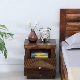 woodsworth from pepperfry Ritmo Sheesham Wood Bedside Table In Provincial Teak Finish With Drawers-picture-33