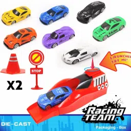 Rapid Launcher Car Playset for Kids with Car Launcher & 7 Pcs Die-Cast Metal Car-7