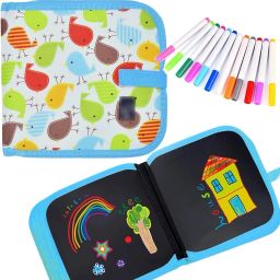 Doodle Art Book, Reusable Drawing Pads with 12 Watercolor Pens & 2 Wet Wipes for Sketch Pad-picture-1
