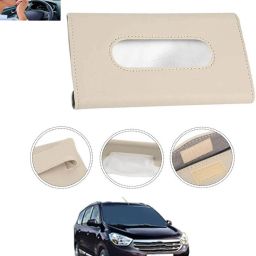 Beige Leatherite Rectangle Shape Fancy Design Tissue Dispencer For Car-91 Vehicle Tissue Dispenser-8