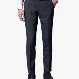 Men Slim Fit Dark Blue Viscose Rayon Trousers-image-60