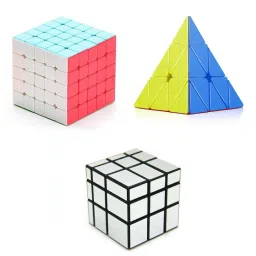 Challenging High Speed Smooth Stickerless Cube Combo Of 5x5x5x5x5, Pyramid Triangle And 3x3 Silver Mirror Magic Puzzle Cube (3 Pieces)-image-87
