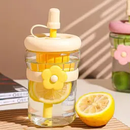 Glass Drinking Bottle,Clear Drinking Glass Water Bottle | Leak Proof Flask Glass Coffee Mug-image-69