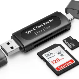 Foxne Point 4 in 1 SD & TF Card Reader with Type-C & USB Ports, Portable Memory Card Reader Card Reader-0