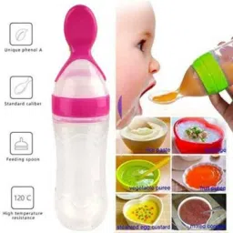 Combo of Rattle Nibbler, Spoon Feeding Bottle/Food Nibbler for Fruit Food Feeder - Silicone-27