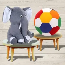 Combo pack of plush soft stuffed toys grey elephant & football- 30 cm-15
