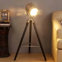 pristine interiors Antique Brass Metal Shade Floor Lamp with Black Base-picture-13