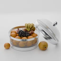 10 Inch Stainless Steel Mesh Fruit Basket for Table with Lid Net Cover | Silver Stainless Steel Fruit & Vegetable Basket-image-61
