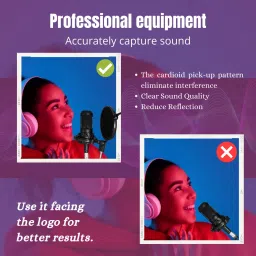 zhizuka BM800 Professional Condenser Microphone Kit: Adjustable Scissor Arm, Shock Mount, 3.5 mm Audio Jack Converter for Mobile & Computer. for Singing, Recording, YouTube, Podcasts, Gaming (Black)@ Microphone image 5