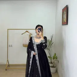 grishu collection Embroidered Georgette Stitched Anarkali Gown-picture-14