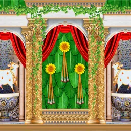 Banana Ganesh Ji Blackdrop Decoration 5'*8' ( 60 inch X 96 inch ) Altar Cloth-image-57
