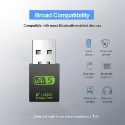 LINKKRAFT 2-in-1 WiFi + Bluetooth USB Adapter – Dual Band Wireless Dongle for Laptop, PC USB Adapter image 2