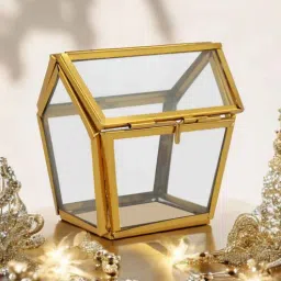 voidrop House Shaped Brass & Glass Jewellery Organizer Decorative Box-picture-9