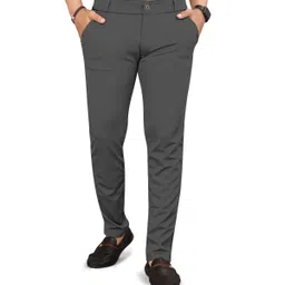 rahisa Men Slim Fit Grey Cotton Blend Trousers-picture-1